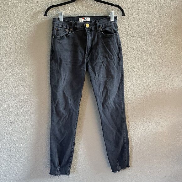 Aviator Nation Jeans Women's 25 Black Vintage WashCropped Raw Hem Skinny